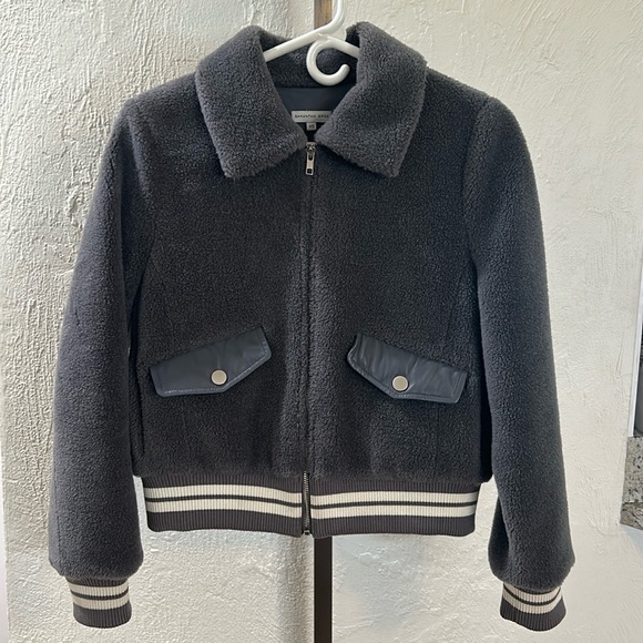 Samantha Sipos Grey Varsity Bomer Jacket - Picture 1 of 6